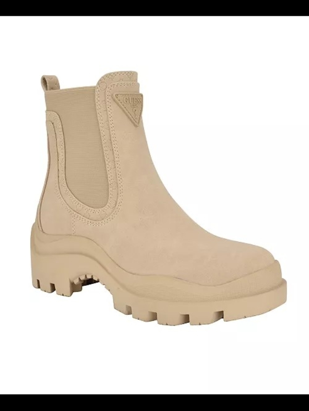 GUESS Women's Beige Chelsea Lug Boot